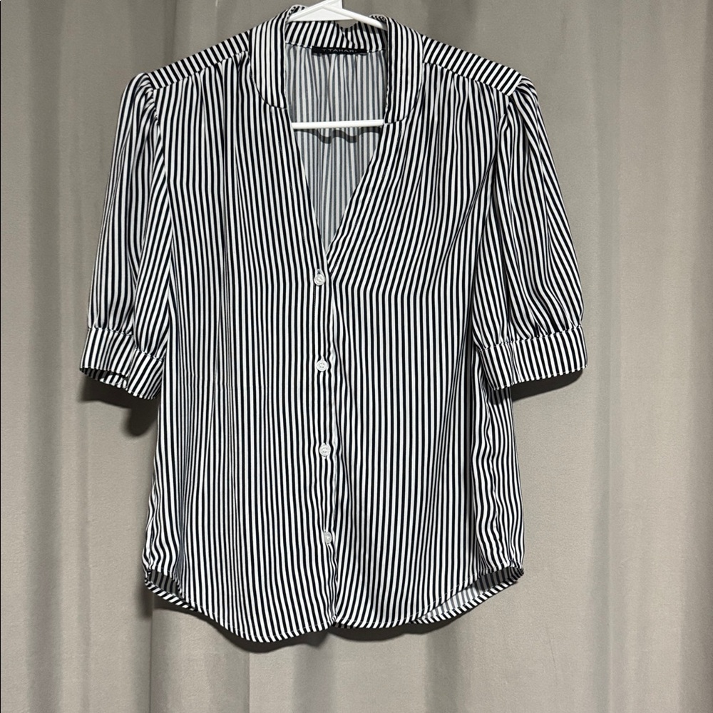 Striped Black and White Blouse